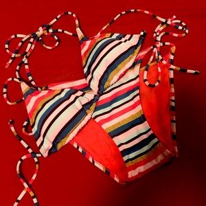 XOXO Striped Bikini Set